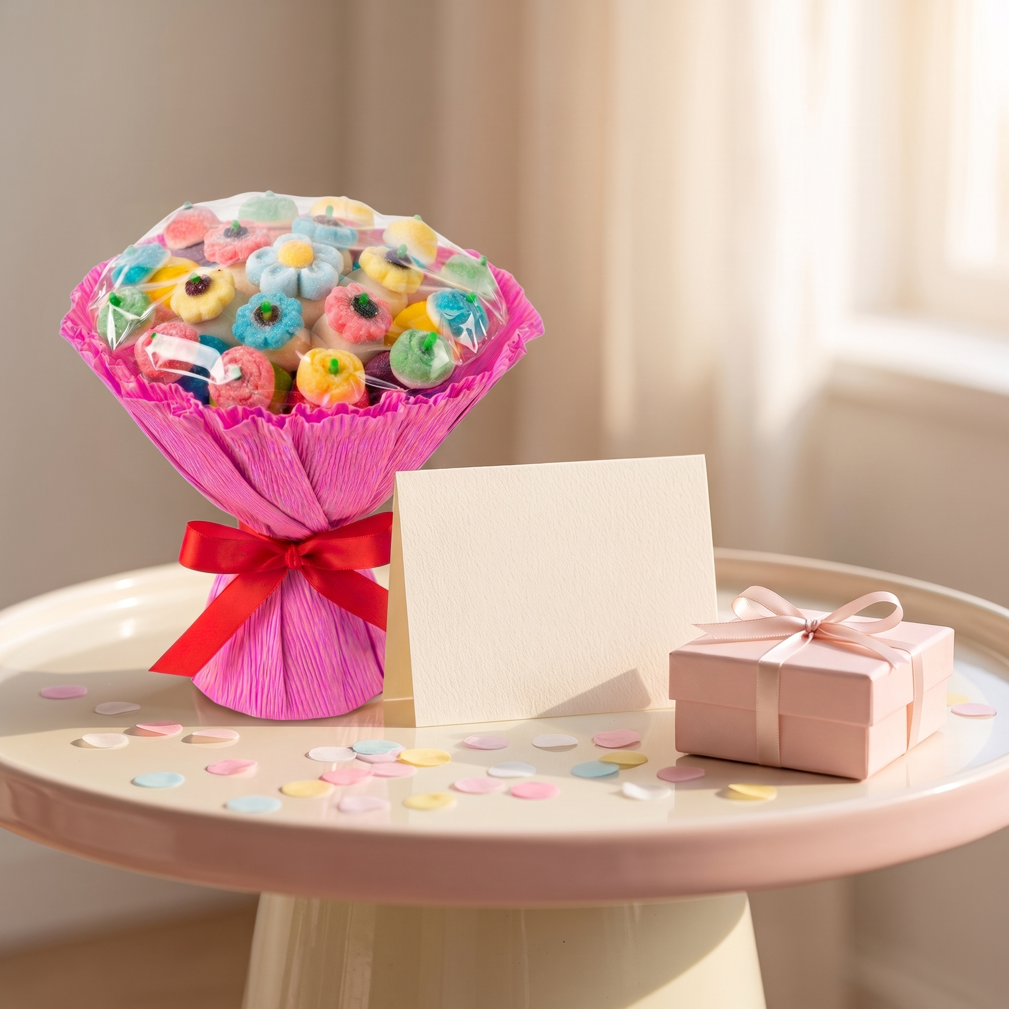 Ramo de chuches presentado como regalo – Happy Chuches