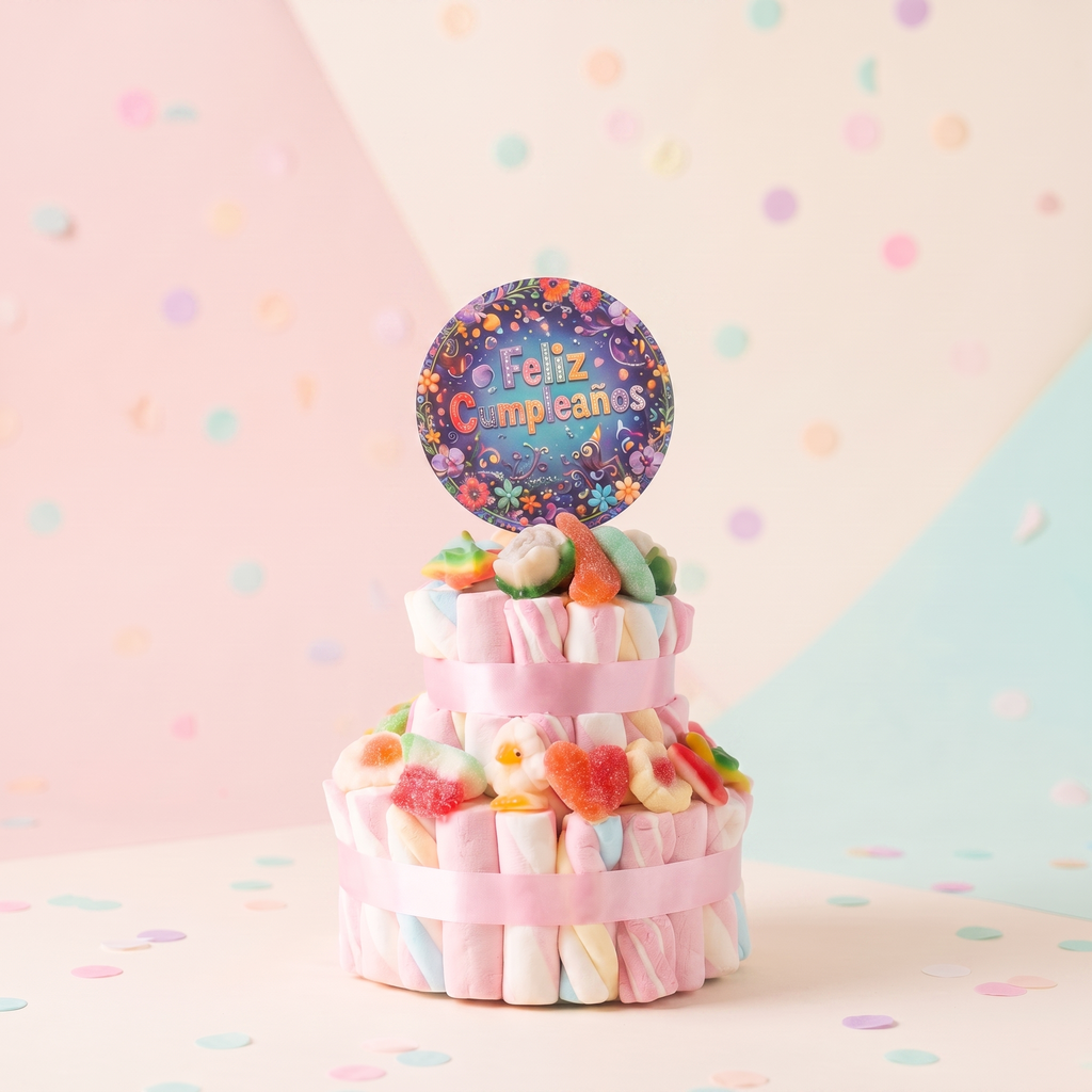 Tarta de chuches de 2 pisos sin gluten para cumpleaños – Happy Chuches