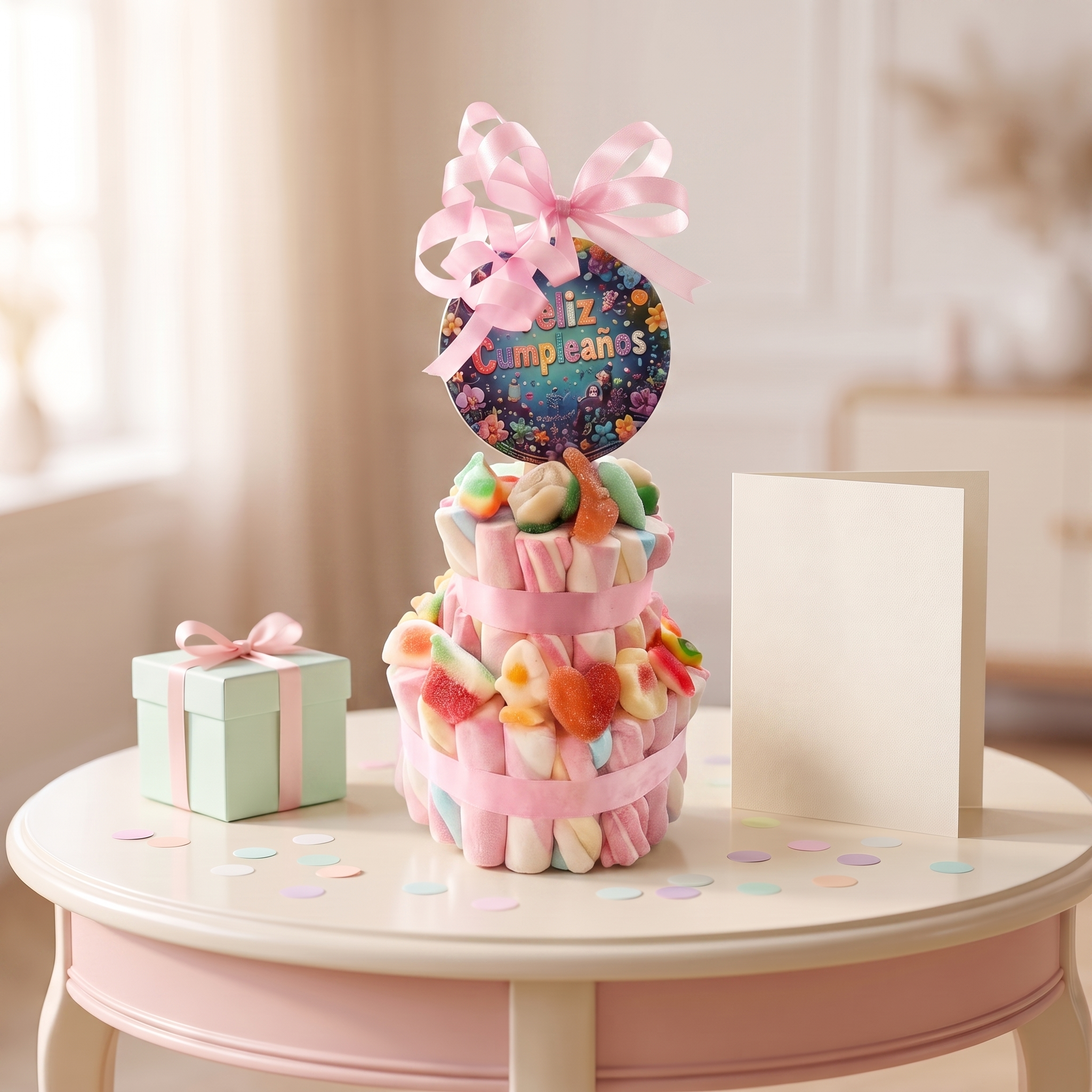Tarta de chuches presentada como regalo – Happy Chuches
