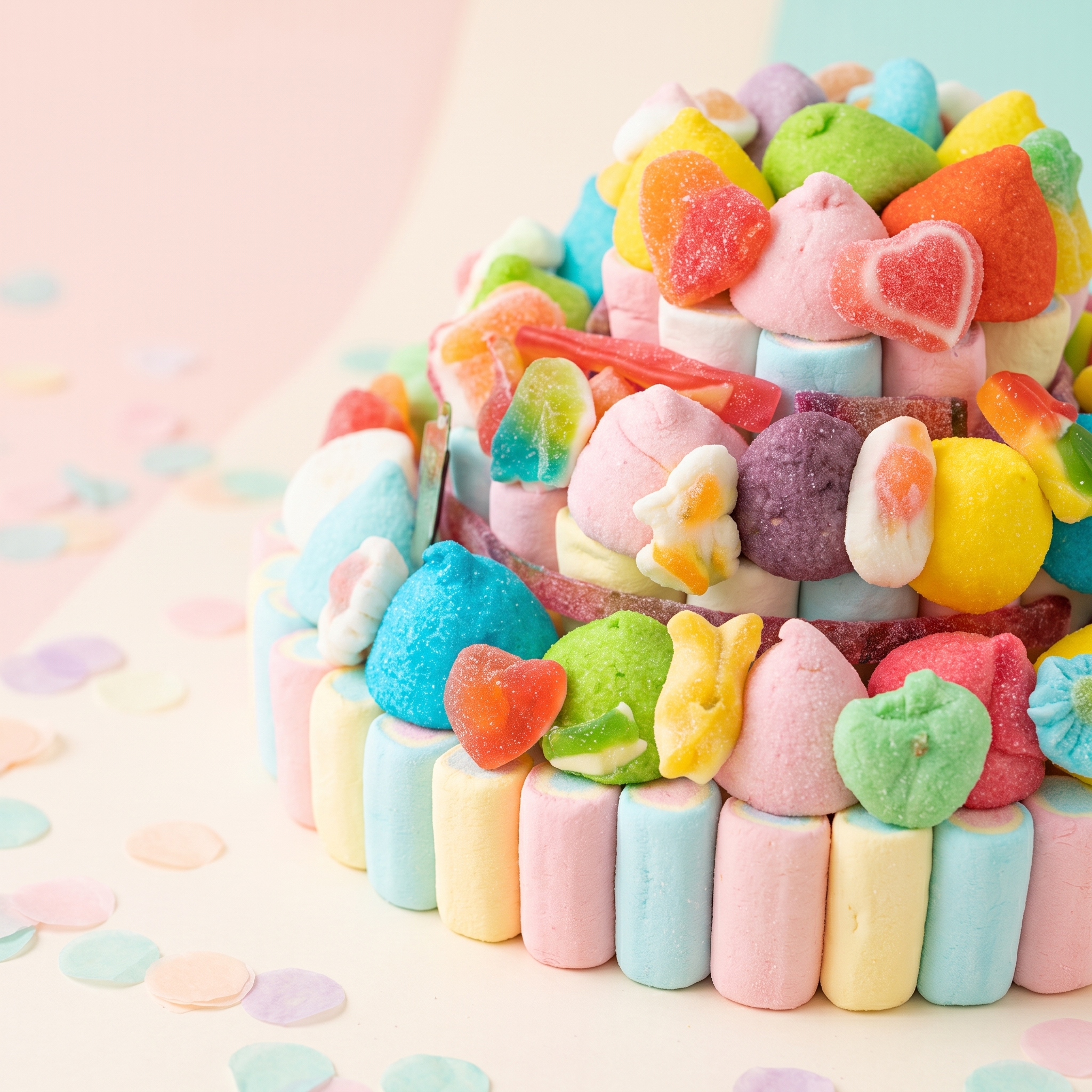 Detalle de las chuches y nubes de la tarta grande – Happy Chuches