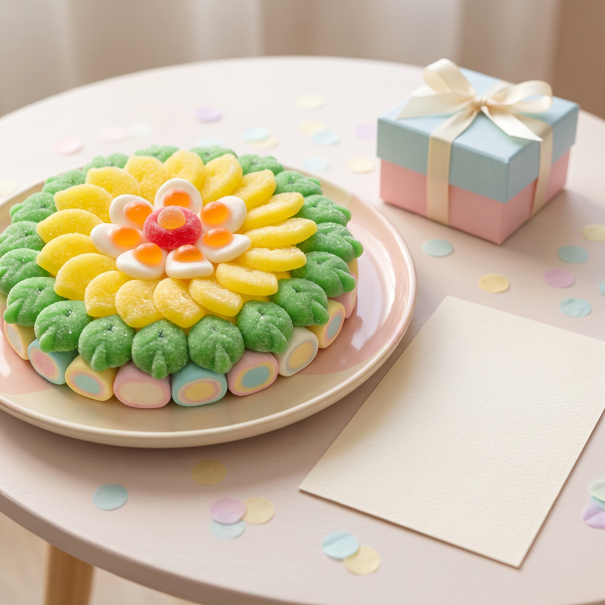 Tarta de chuches pequeña presentada como regalo – Happy Chuches