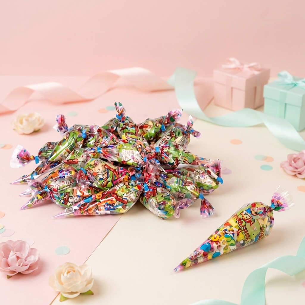 Conos de cumpleaños rellenos de chuches, pack de 25, sin gluten y sin lactosa – La Casa de los Deseos