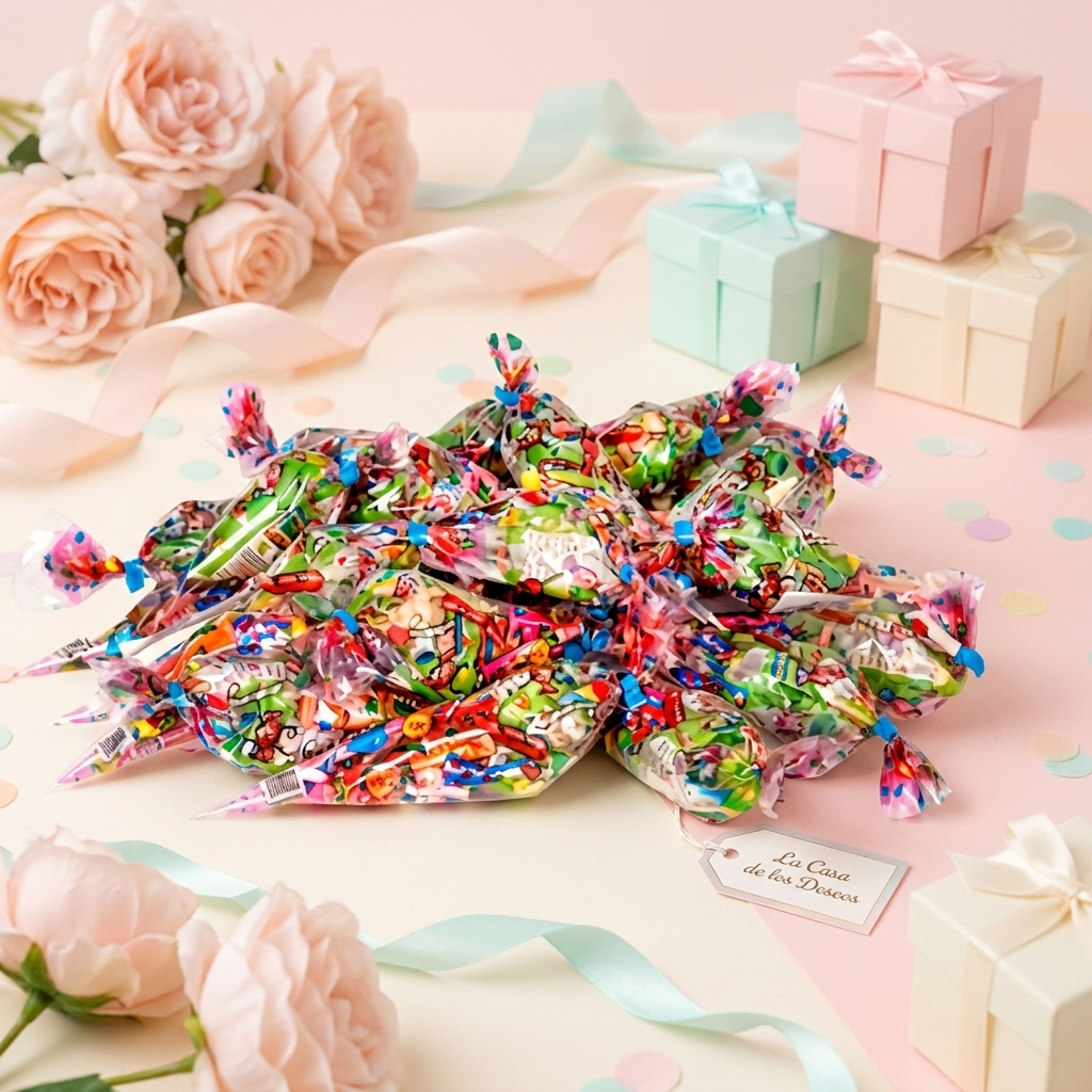 Detalle de conos de chuches surtidas para fiestas infantiles – La Casa de los Deseos