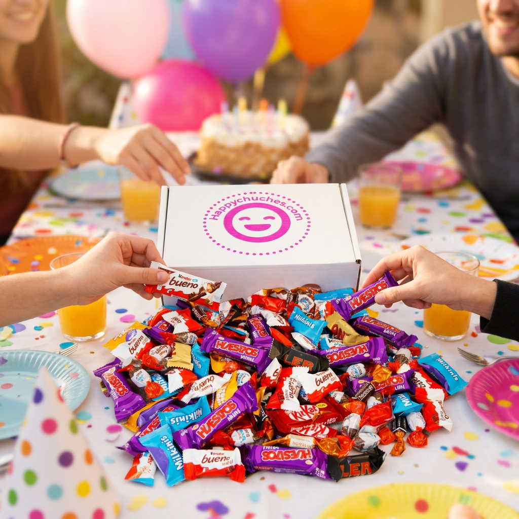 Amigos compartiendo mini chocolatinas en una fiesta de cumpleaños – La Casa de los Deseos